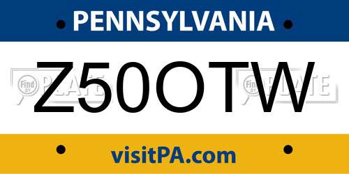 Z50OTW Pennsylvania License Plate