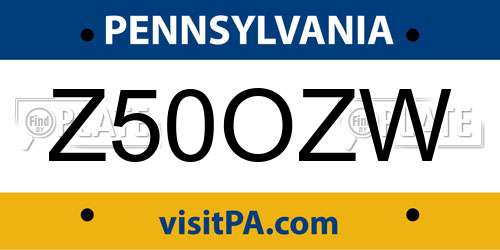 Z50OZW Pennsylvania License Plate