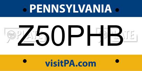 Z50PHB Pennsylvania License Plate