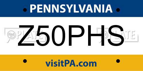 Z50PHS Pennsylvania License Plate