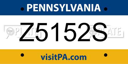 Z5152S Pennsylvania License Plate