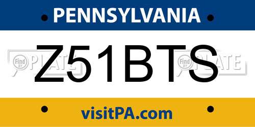 Z51BTS Pennsylvania License Plate