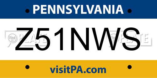 Z51NWS Pennsylvania License Plate