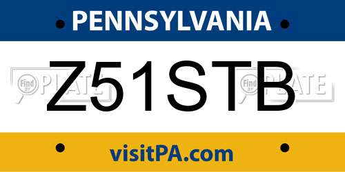 Z51STB Pennsylvania License Plate
