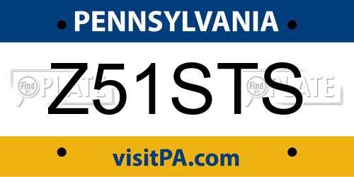 Z51STS Pennsylvania License Plate