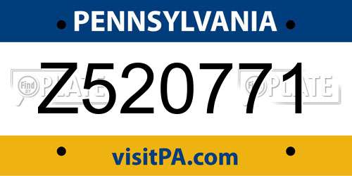 Z520771 Pennsylvania License Plate