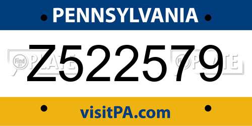 Z522579 Pennsylvania License Plate