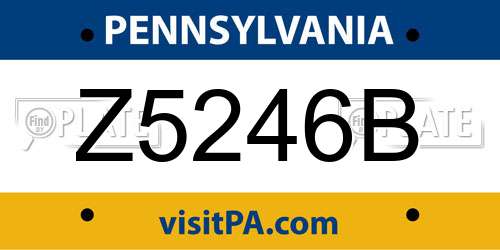 Z5246B Pennsylvania License Plate