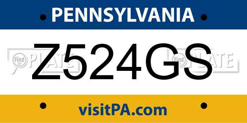 Z524GS Pennsylvania License Plate