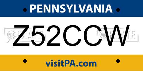 Z52CCW Pennsylvania License Plate