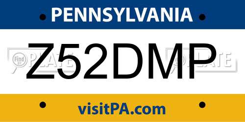 Z52DMP Pennsylvania License Plate