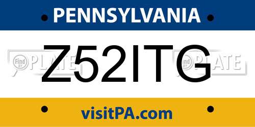 Z52ITG Pennsylvania License Plate