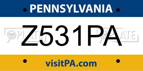 Z531PA Pennsylvania License Plate