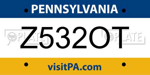 Z532OT Pennsylvania License Plate