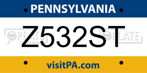 Z532ST Pennsylvania License Plate