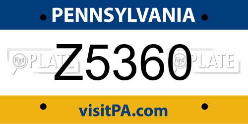 Z5360 Pennsylvania License Plate