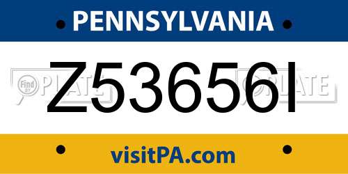 Z53656I Pennsylvania License Plate