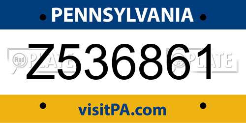 Z536861 Pennsylvania License Plate