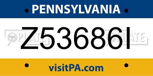 Z53686I Pennsylvania License Plate