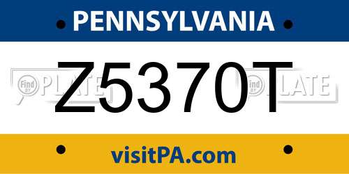 Z5370T Pennsylvania License Plate