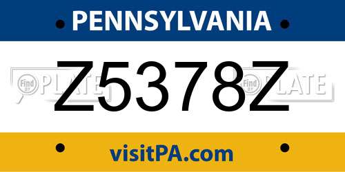 Z5378Z Pennsylvania License Plate
