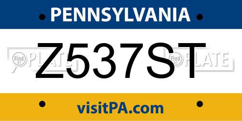 Z537ST Pennsylvania License Plate