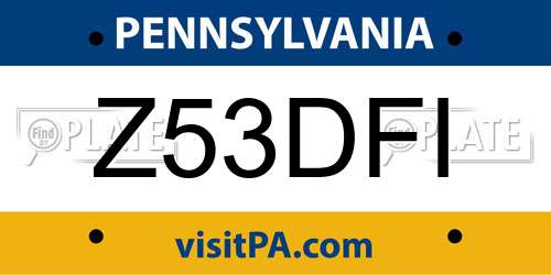 Z53DFI Pennsylvania License Plate