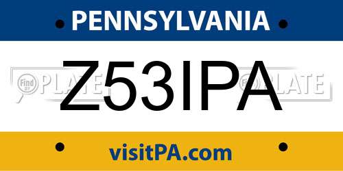 Z53IPA Pennsylvania License Plate