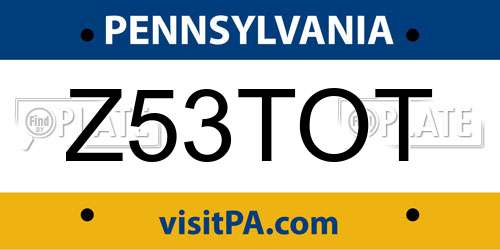 Z53TOT Pennsylvania License Plate