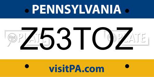 Z53TOZ Pennsylvania License Plate