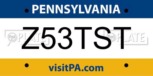 Z53TST Pennsylvania License Plate
