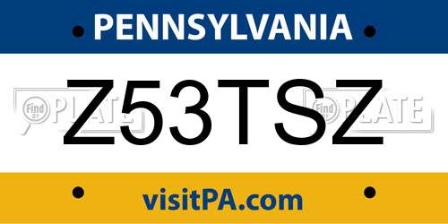 Z53TSZ Pennsylvania License Plate