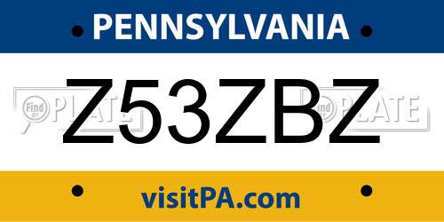 Z53ZBZ Pennsylvania License Plate