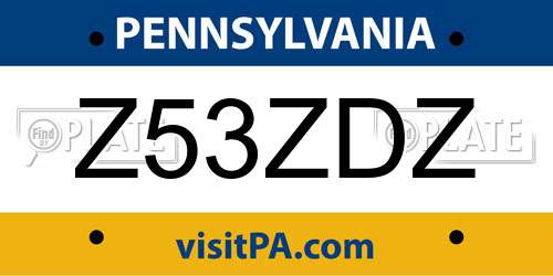 Z53ZDZ Pennsylvania License Plate