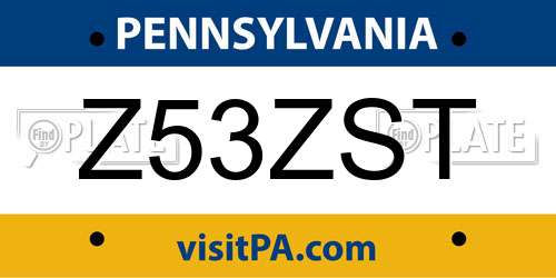 Z53ZST Pennsylvania License Plate