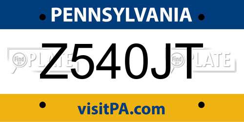 Z540JT Pennsylvania License Plate