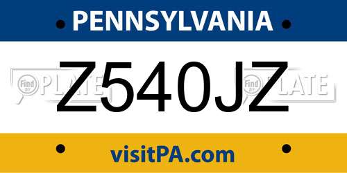 Z540JZ Pennsylvania License Plate