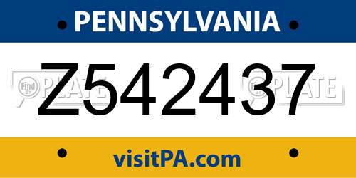 Z542437 Pennsylvania License Plate