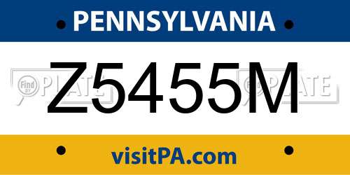 Z5455M Pennsylvania License Plate