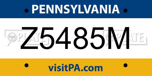 Z5485M Pennsylvania License Plate