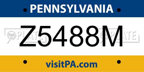 Z5488M Pennsylvania License Plate