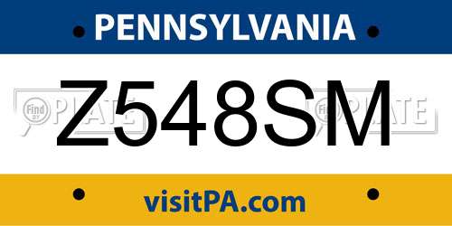 Z548SM Pennsylvania License Plate