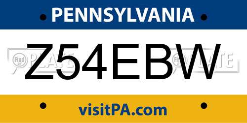 Z54EBW Pennsylvania License Plate