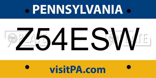 Z54ESW Pennsylvania License Plate