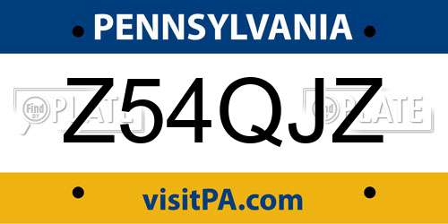 Z54QJZ Pennsylvania License Plate