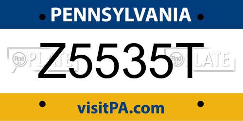 Z5535T Pennsylvania License Plate