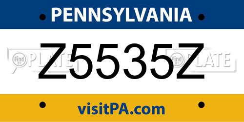 Z5535Z Pennsylvania License Plate