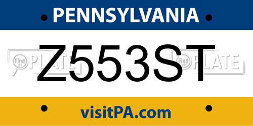 Z553ST Pennsylvania License Plate