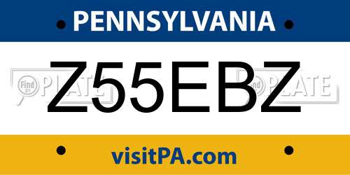 Z55EBZ Pennsylvania License Plate