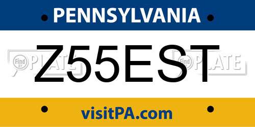 Z55EST Pennsylvania License Plate